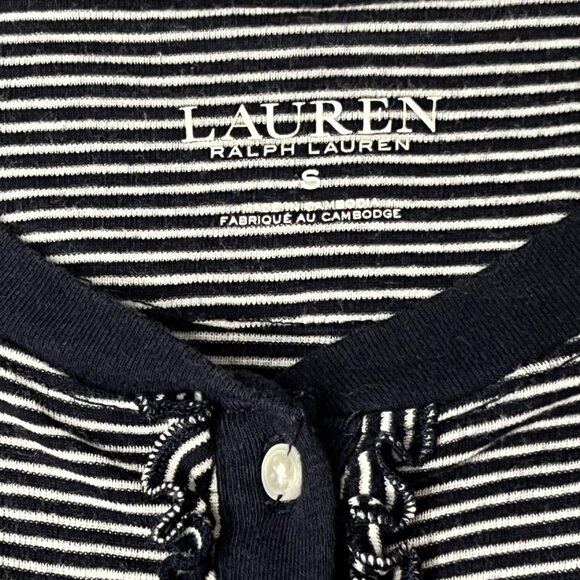 Ralph Lauren Nightgown M Navy Blue White Stripe Long Sleeve Sleep SKYKH 813938T - Picture 9 of 15